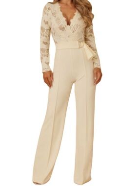 Emprada Ivory Floral Lace Jumpsuit NEW Medium